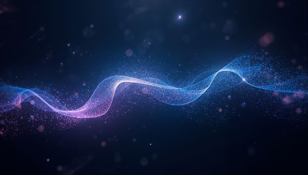 Abstract Glowing Particle Stream in Dark Void