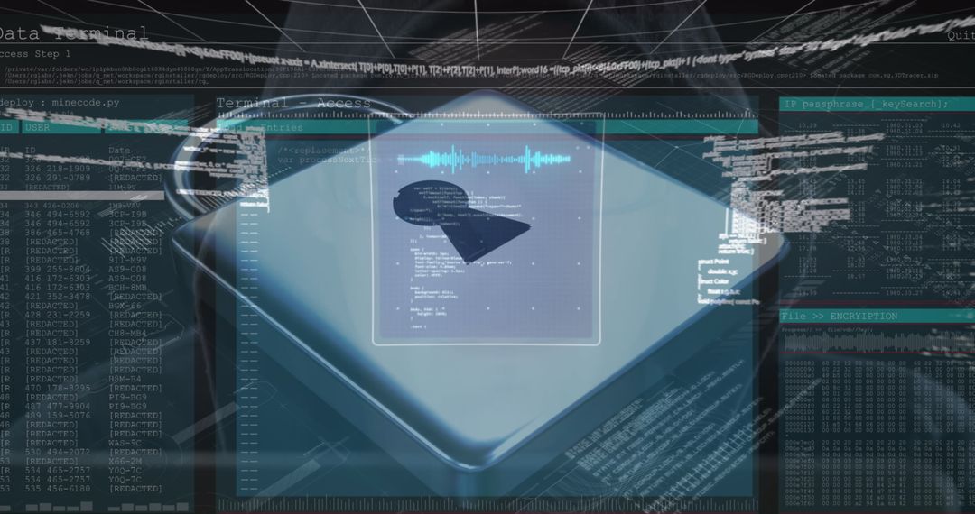 Digital Encryption Padlock with Cybersecurity Data Overlay