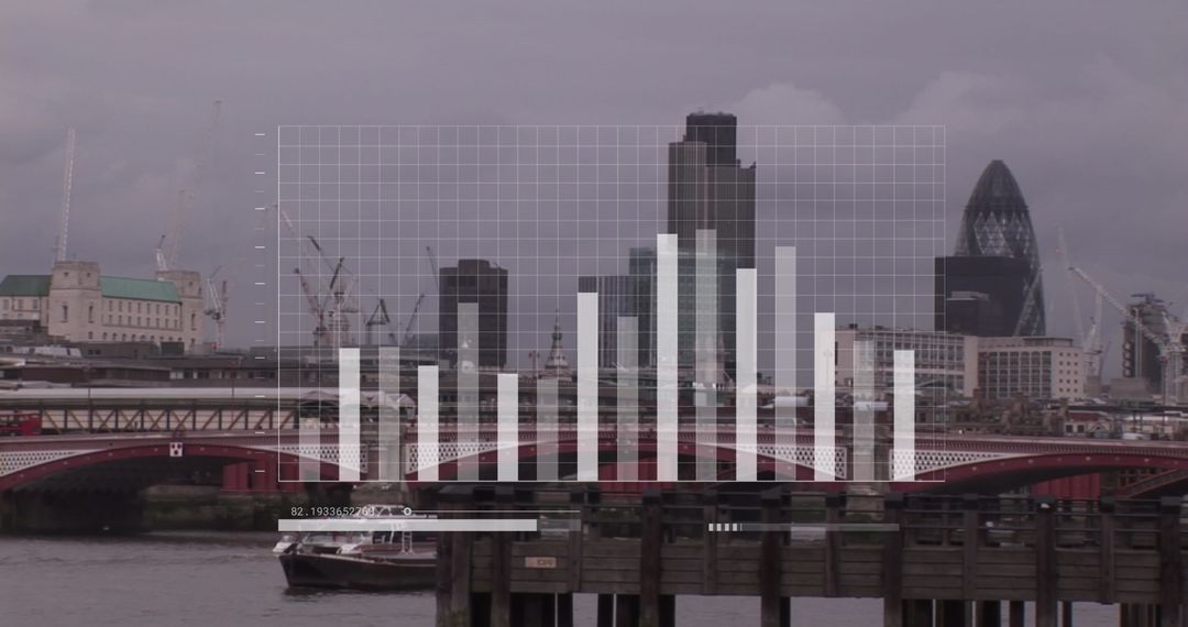 Financial Data Processing Overlay on London Skyline