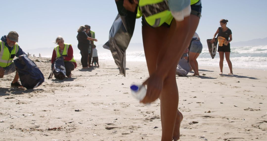 Volunteers Cleaning Beach Collecting Litter Pollution - Free Images, Stock Photos and Pictures on Pikwizard.com