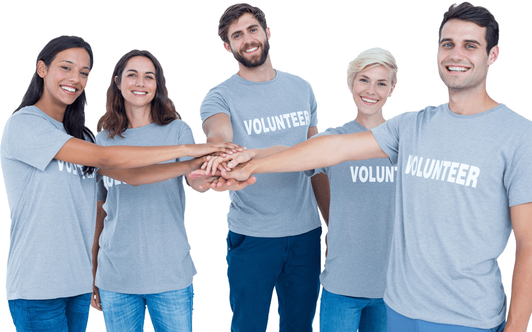 Cheerful Volunteer Group Showing Teamwork Transparent Background