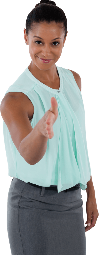 Businesswoman Extending Hand for Transparent Handshake Gesture