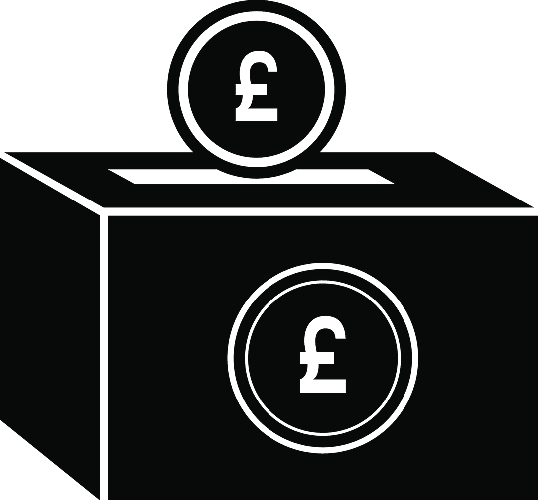 Transparent Box and Coin Illustration Featuring Pound Symbol