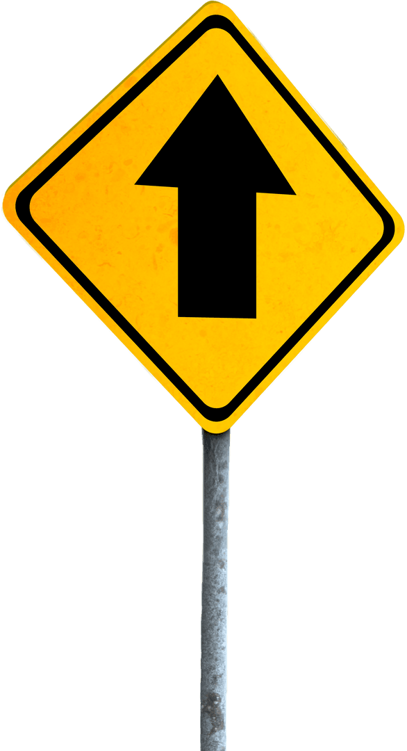 Transparent Yellow Road Sign with Black Upward Arrow
