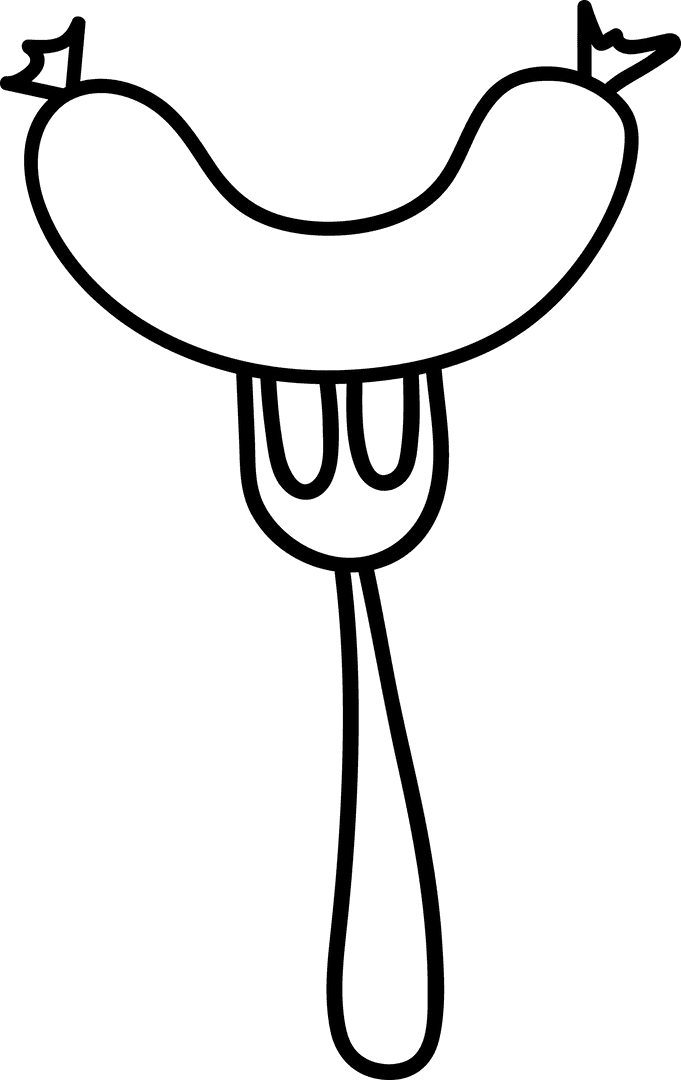 Sausage on Fork Transparent Illustration for BBQ and Nutrition