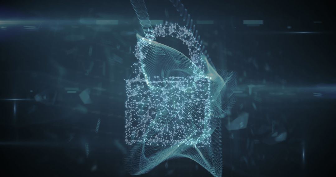 Digital security padlock with data stream background