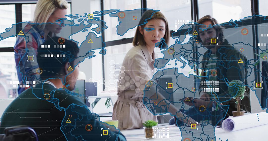 Global Business Strategy Team Analyzing Data Together