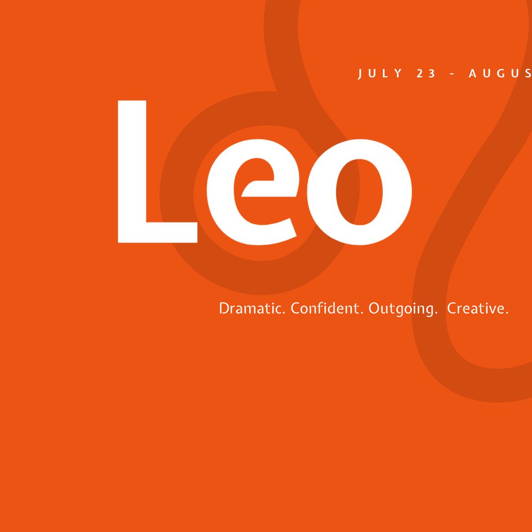 Bold Leo Zodiac Sign on Vibrant Orange Background