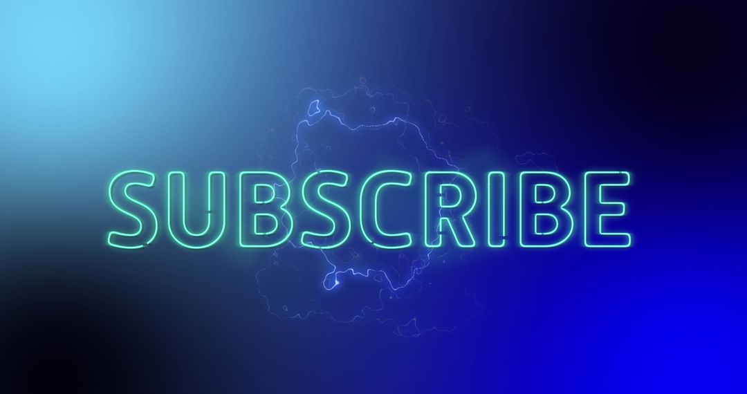 Neon Subscribe Text With Lightning on Blue Background - Free Images, Stock Photos and Pictures on Pikwizard.com