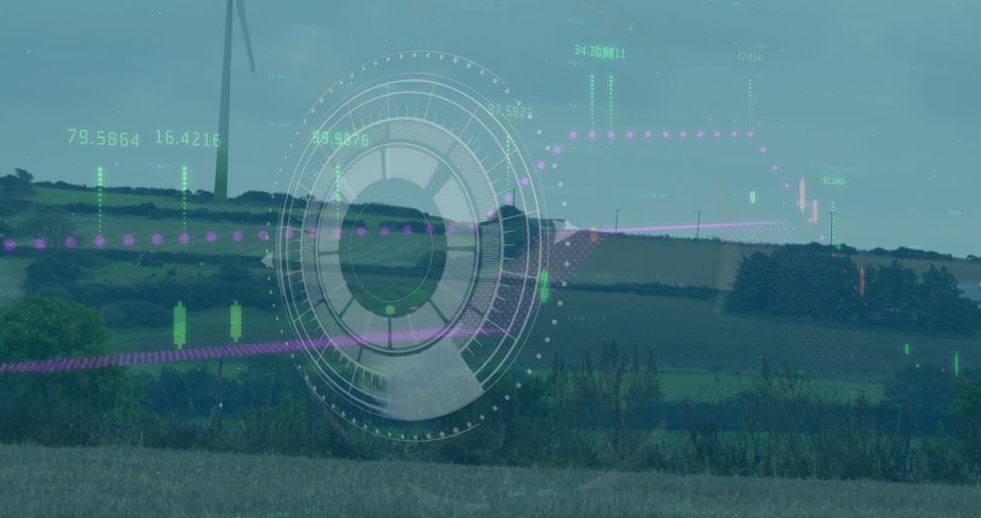 Digital Interface with Windmill in a Sustainable Landscape
