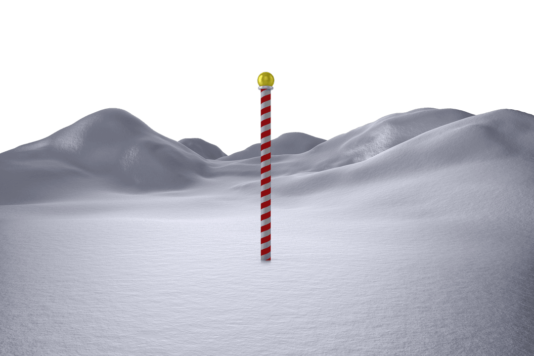 Transparent Snowy Landscape with Candy Cane Lamp Post