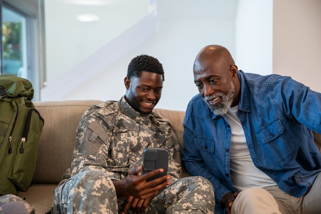 Father and Son Bonding at Home with Technology