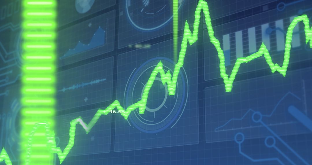 Futuristic Digital Interface with Dynamic Financial Graph