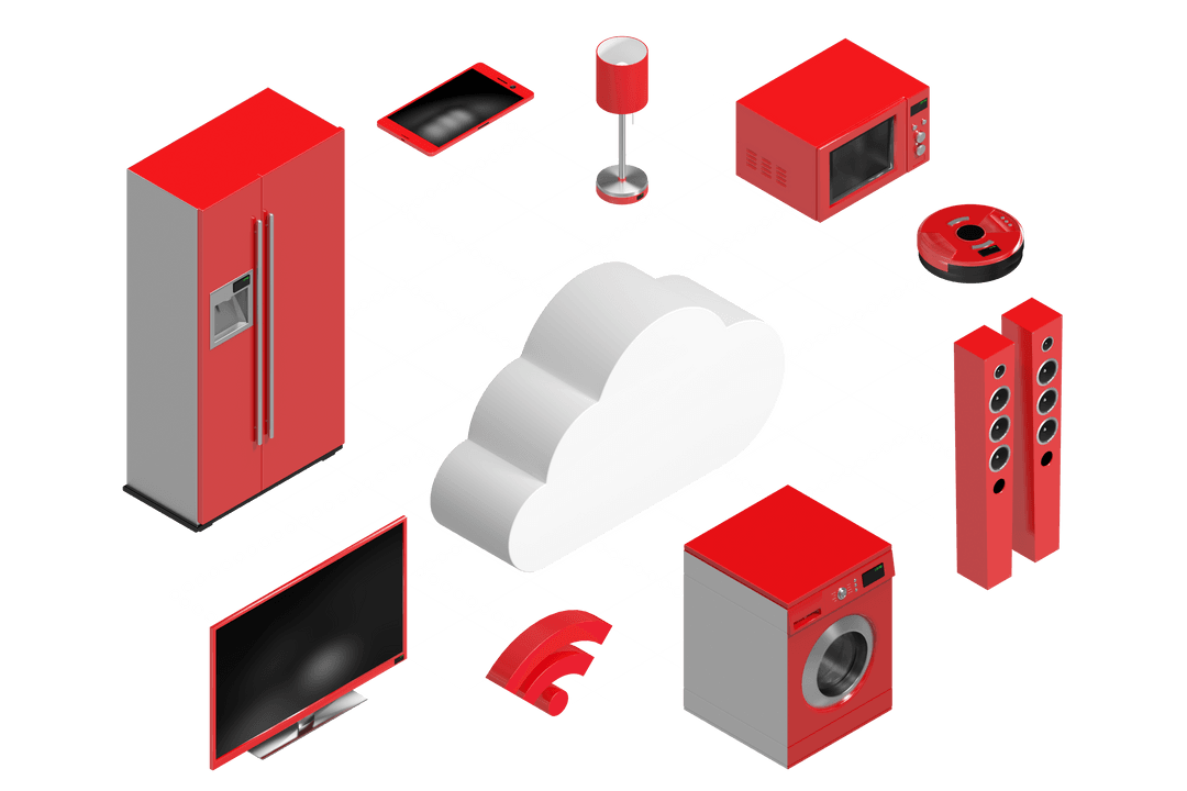 Transparent Cloud Communicating with Electronic Devices - Vector Illustration