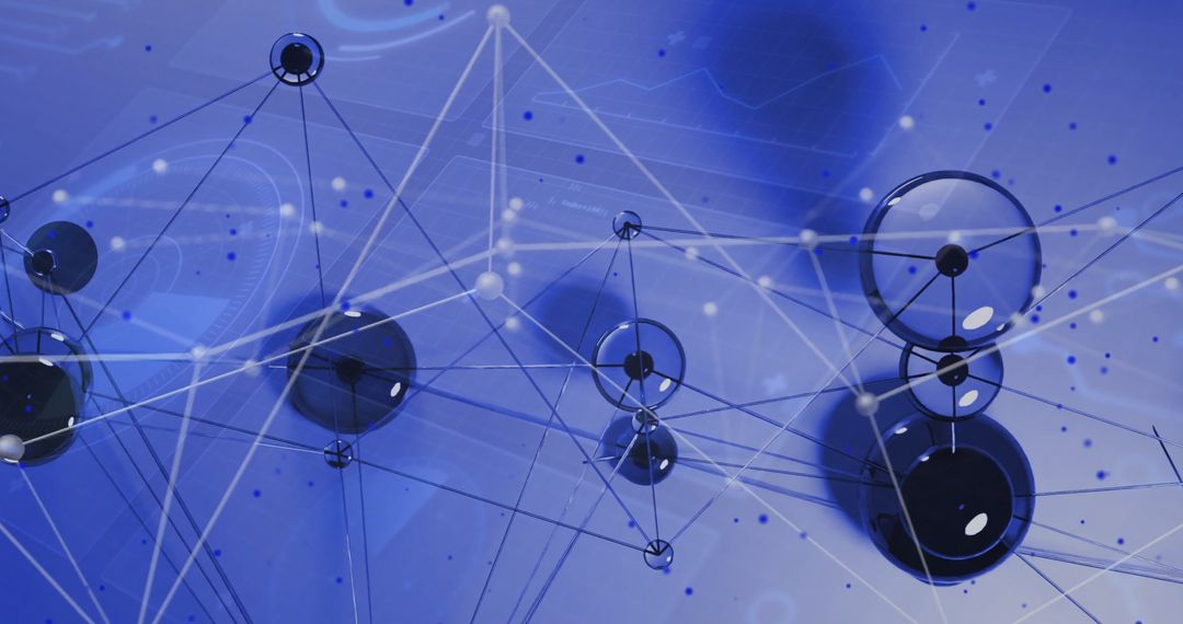 Futuristic Abstract Network with Connected Nodes in Virtual Space