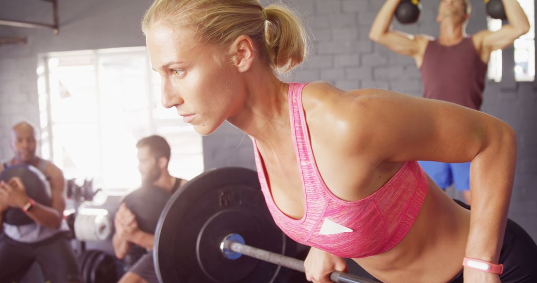 Focused Female Athlete Lifting Weights in Gym - Free Images, Stock Photos and Pictures on Pikwizard.com