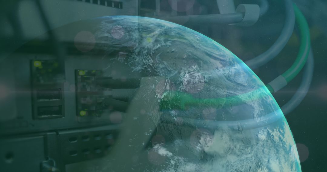 Globalizations and Connection Concept with Earth Overlays Server Rack