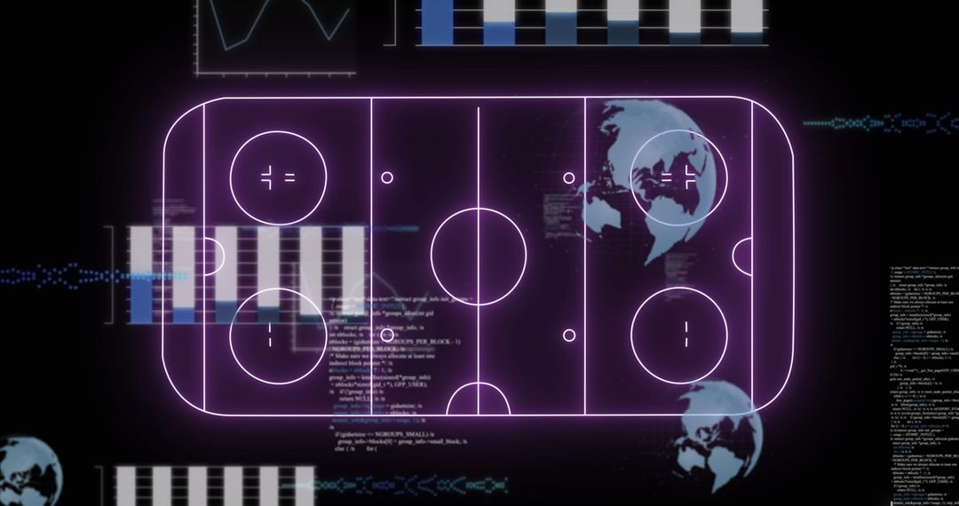 Futuristic Hockey Arena Dashboard with Digital Data Analytics