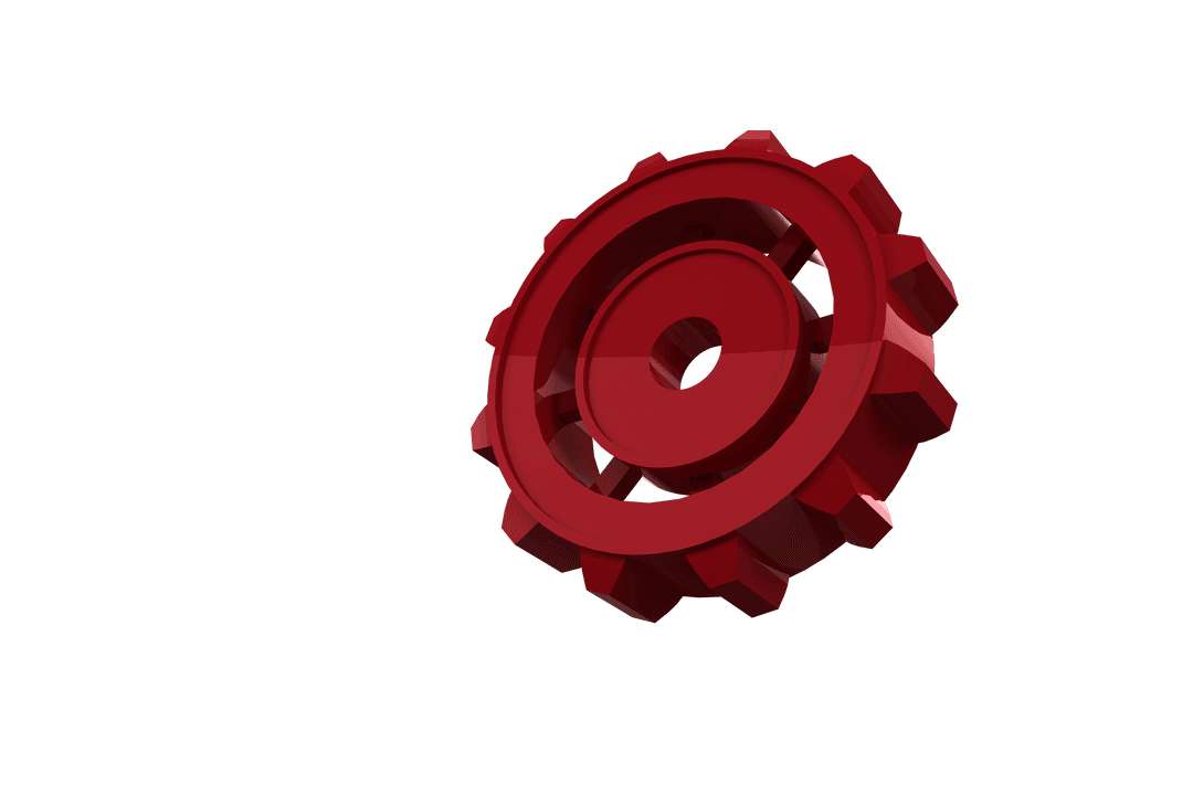 Transparent Red Gear Wheel on White Background