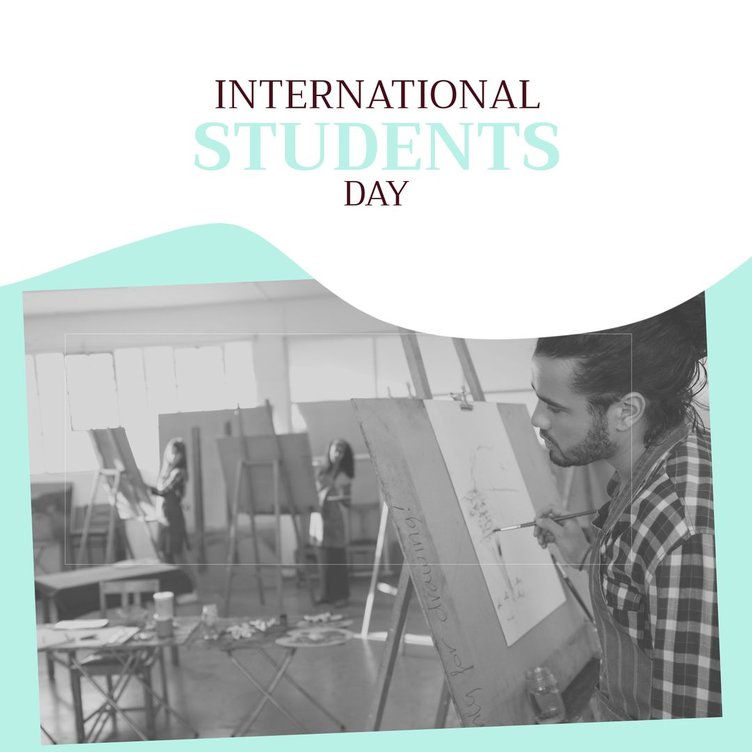 Diverse Students Painting on International Students Day