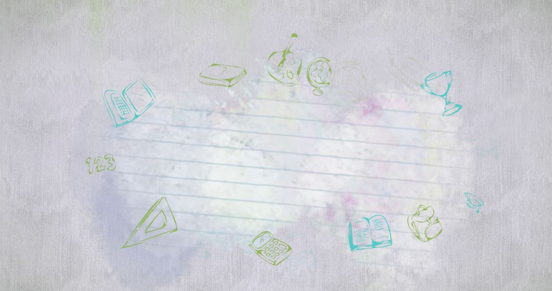 Graduation Caps and School Symbols with Soft Pastel Background