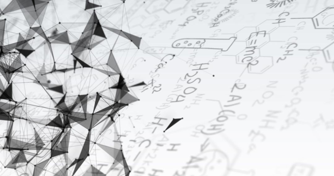 Abstract Geometric Network with Chemistry Formulas Background