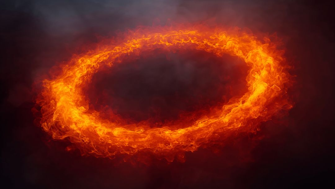 Fiery Glowing Ring of Flames in Dark Ambiance