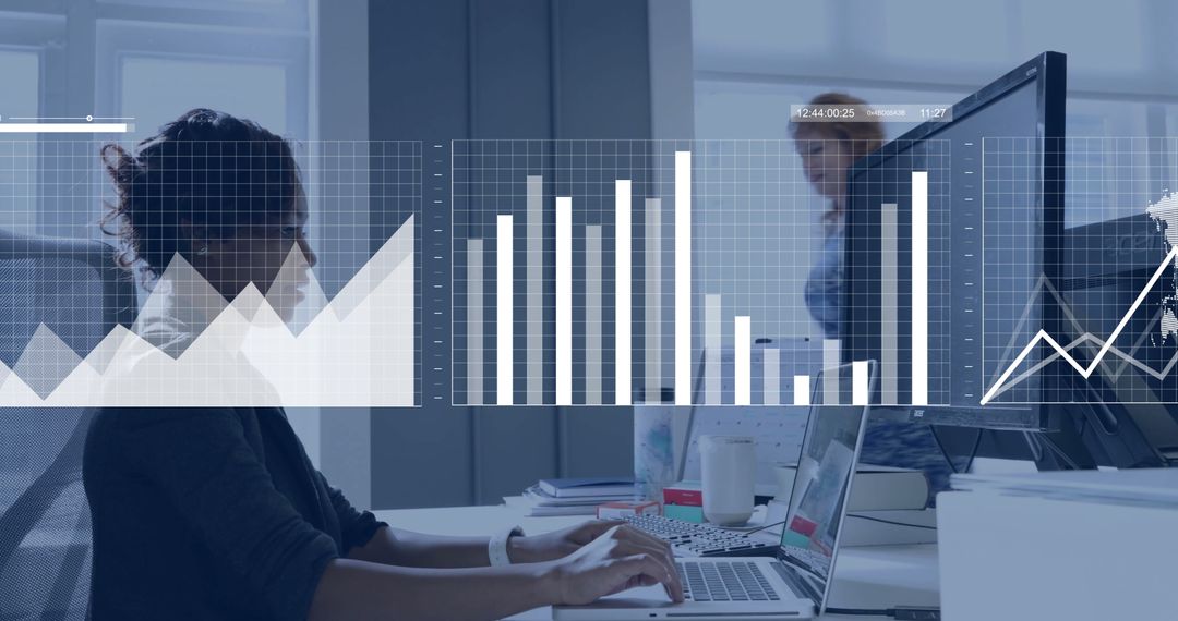 Collaborating Team Analyzing Financial Data in Modern Office