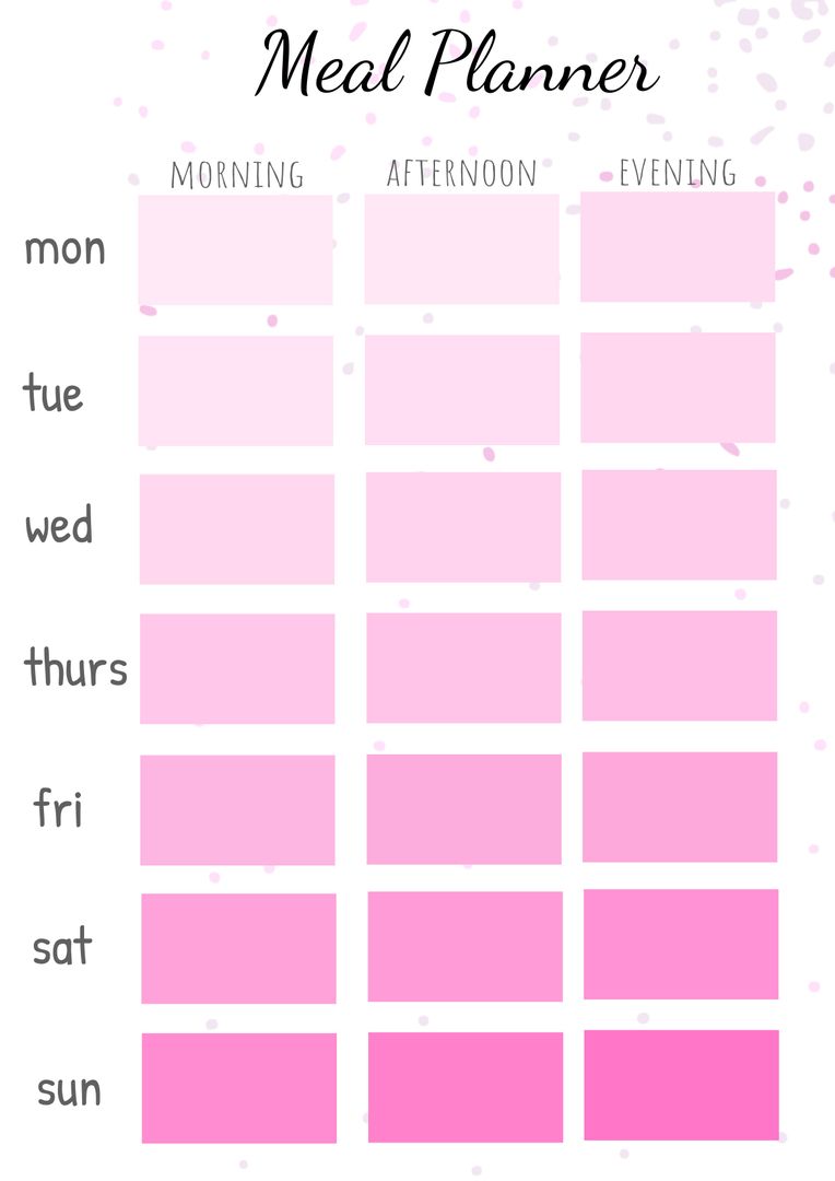 Weekly Pink Meal Planner Template for Healthy Eating