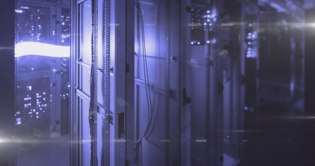 Mathematical Equations Overlaid on High-Tech Server Room