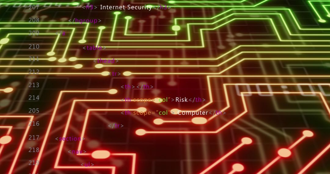 Glowing Circuit Board and Data for Modern Technology Concepts