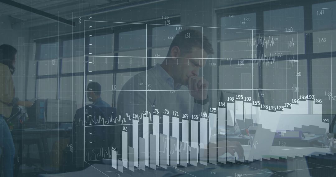 Business Professional Analyzing Data in Modern Open-Plan Office