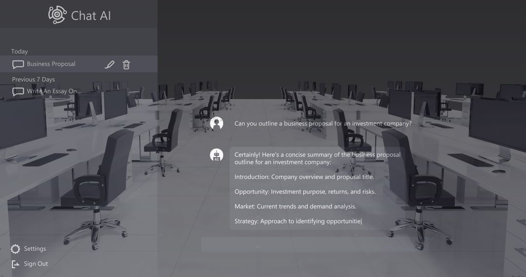 AI Chat Interface in Modern Office for Business Communications