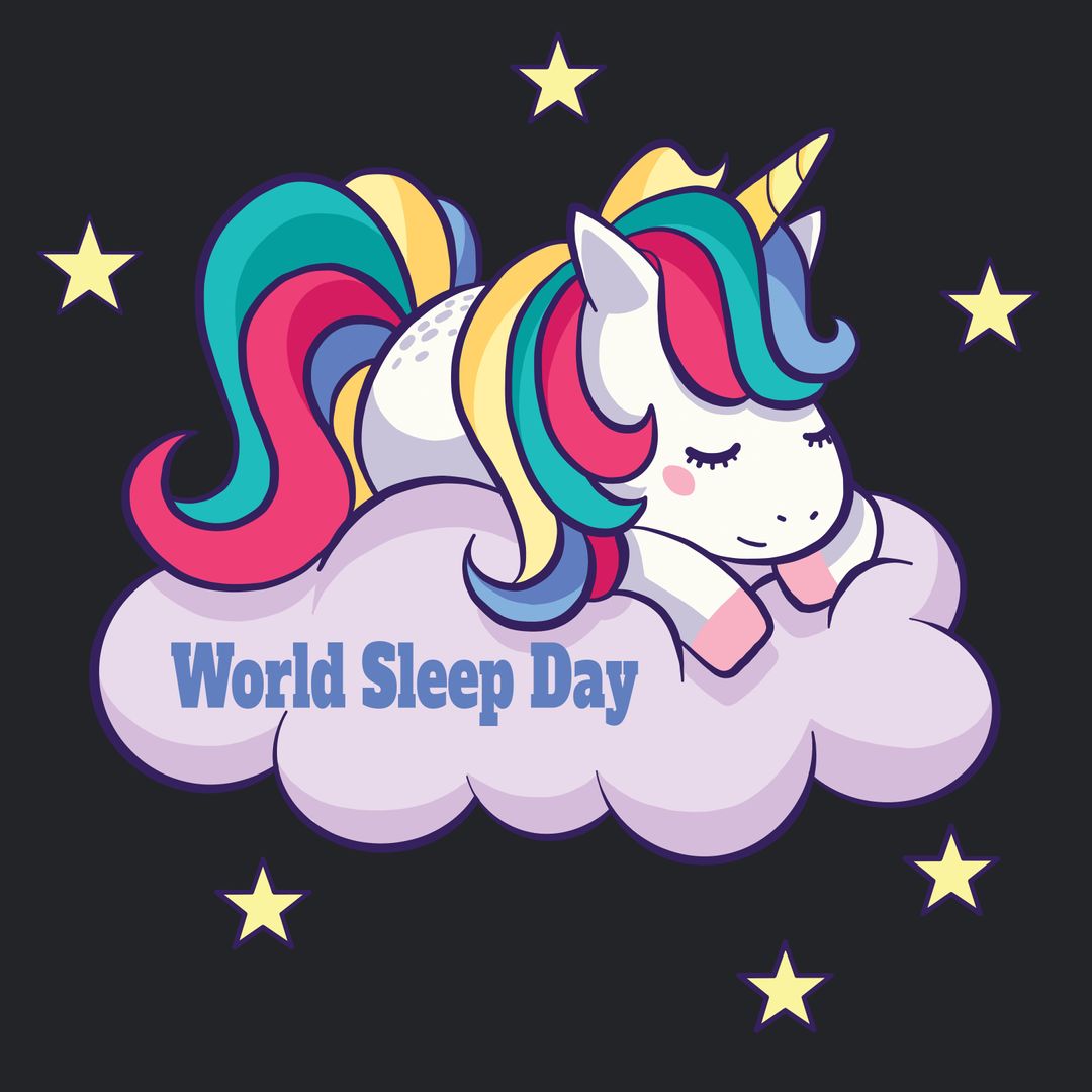 Sleeping Unicorn on Cloud for World Sleep Day Campaign