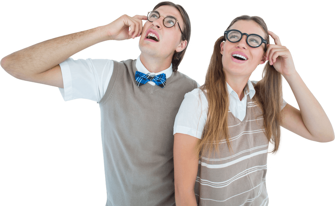 Transparent Hipsters Looking Confused and Curious