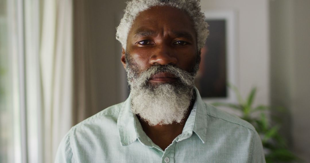 Portrait of african american senior man with beard looking to camera and smiling - Free Images, Stock Photos and Pictures on Pikwizard.com
