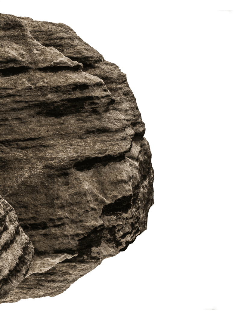 Close-Up of Textured Rough Rock on Transparent Background