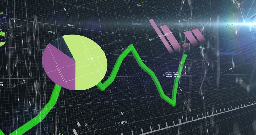 Dynamic Financial Infographic with Moving Green Graph Line