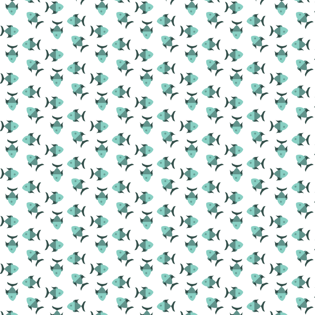 Seamless Repeating Blue Fish Pattern Transparent Background