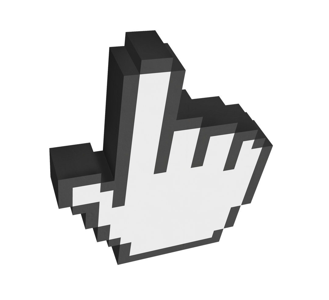 Digital Hand Cursor Icon on Transparent Background in Pixel Art Style - Download Free Stock Images Pikwizard.com