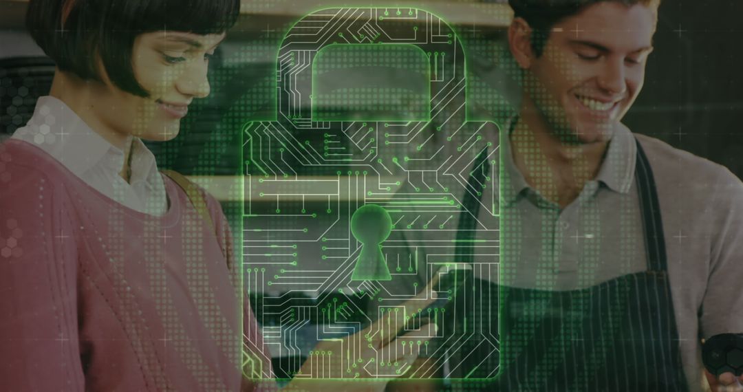 Digital Security Illustration Over Electronic Payment