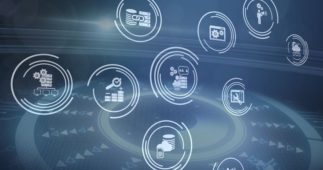 Futuristic Digital Icons Representing Technology and Innovation