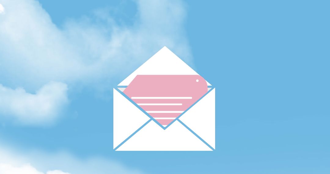 Paper Envelope Icon with Cloudy Sky Background Symbolizing Communication