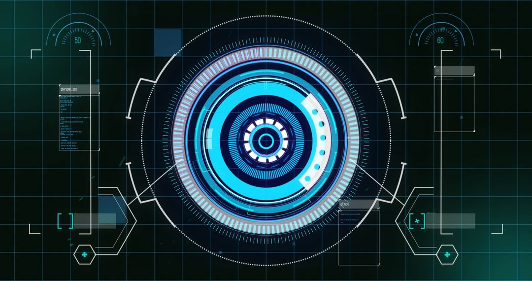 Futuristic Digital HUD Interface with Circular Data Scanner