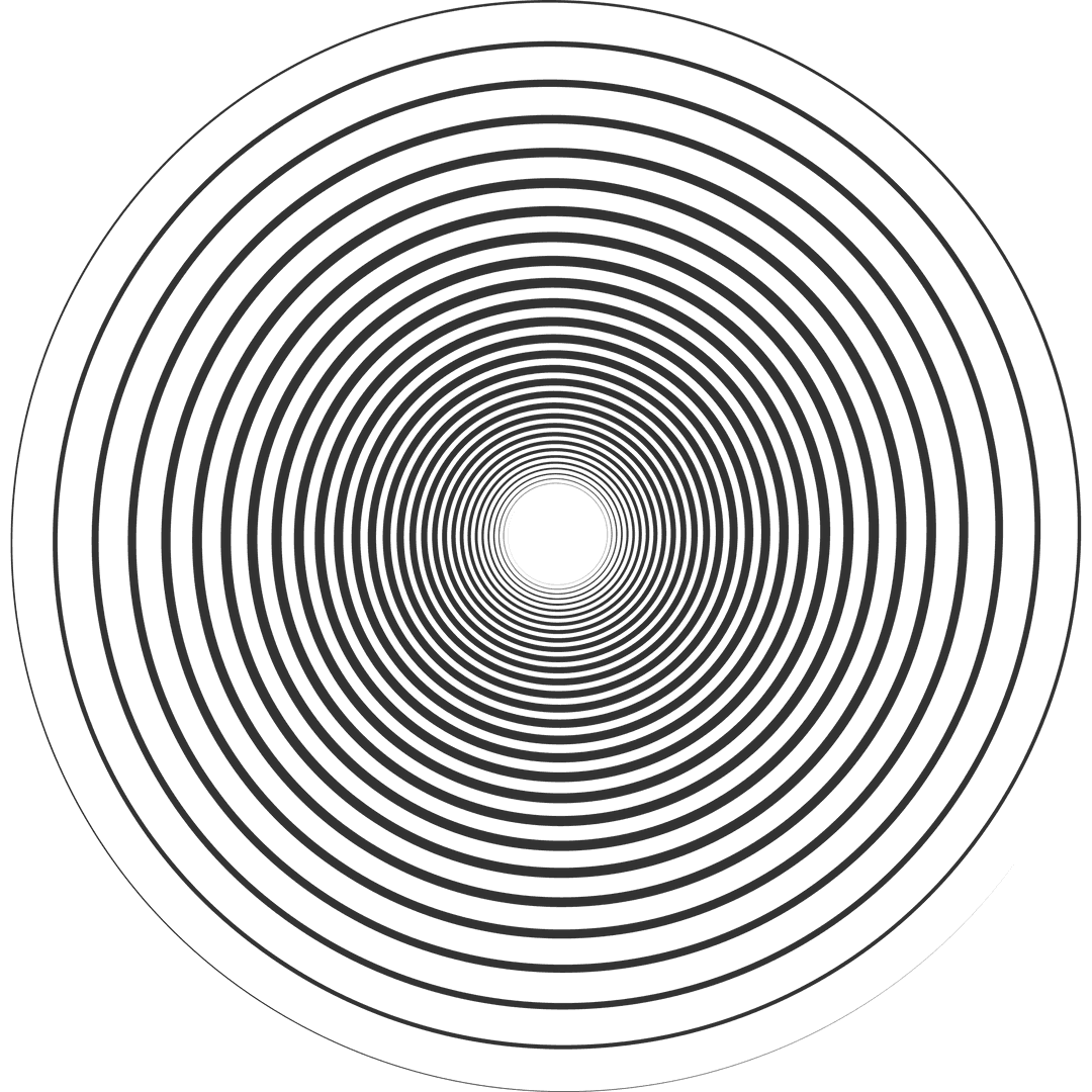 Black Concentric Circles on Transparent Background Vector Illustration