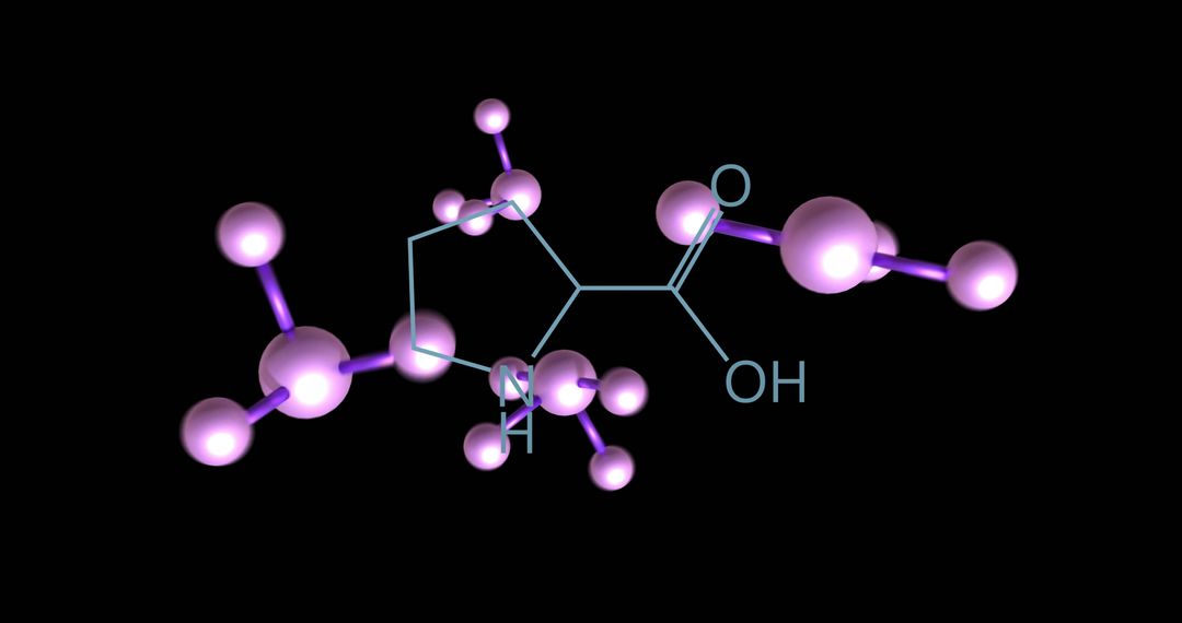 Dynamic Molecular Structure Model on Black Background