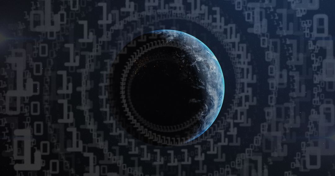 Binary Numbers Encircling Earth Representing Digital Connectivity