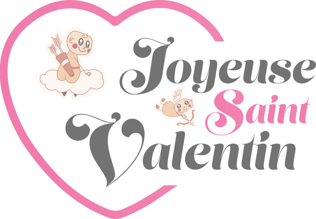 Transparent Happy Valentine's Day in French with Angel and Heart