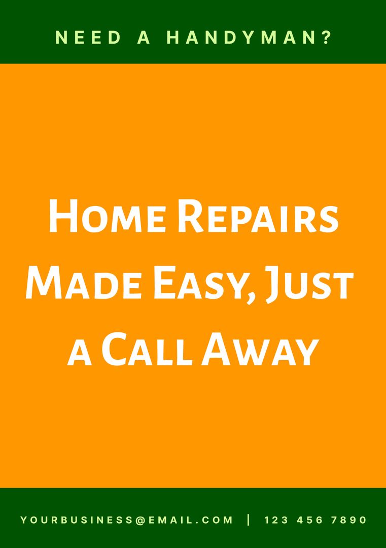 Handyman Service Ad for Easy Home Repairs, Contact Information Included - Download Free Stock Templates Pikwizard.com