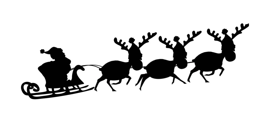 Santa Claus Sleigh Silhouette with Reindeer on White Backdrop - Free Images, Stock Photos and Pictures on Pikwizard.com